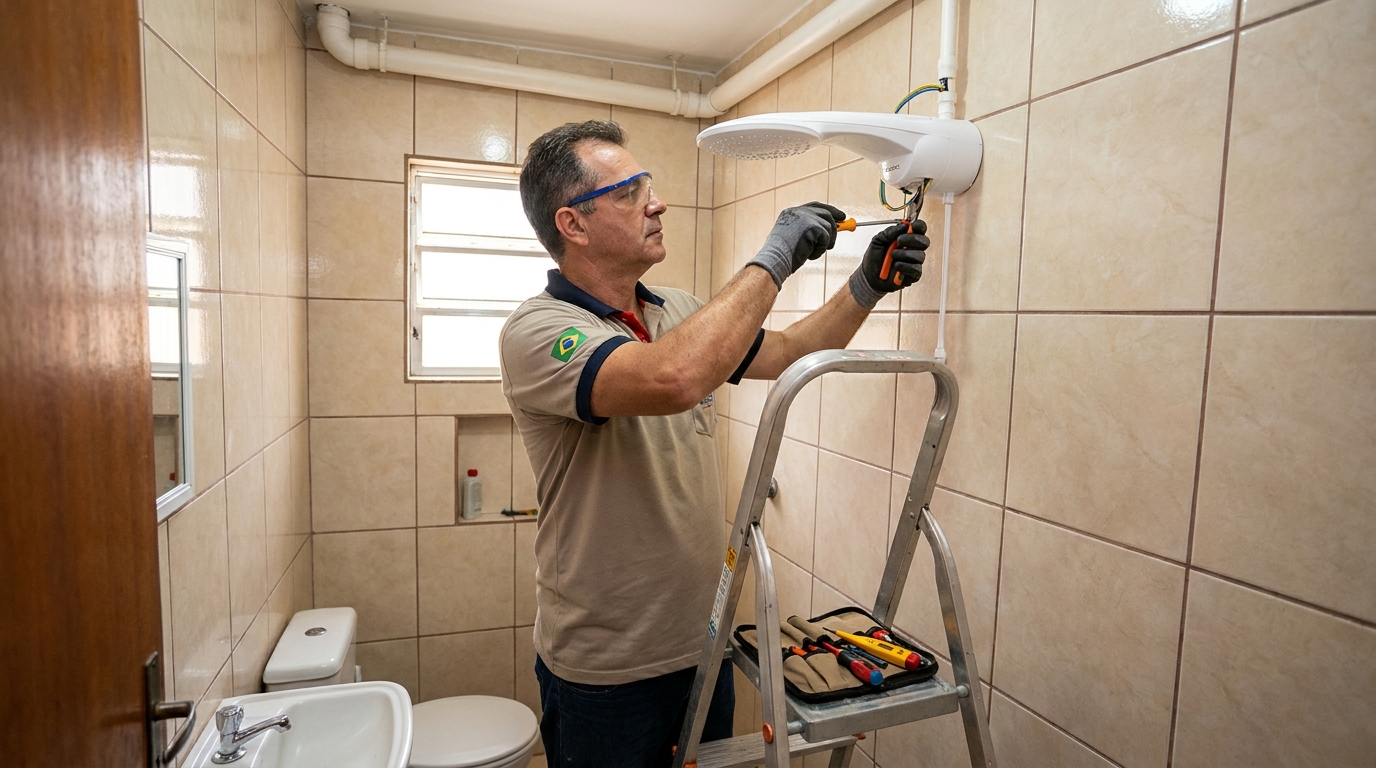 Substituição de Chuveiro Antigo em Heliópolis, Zona Sul de São Paulo‑SP